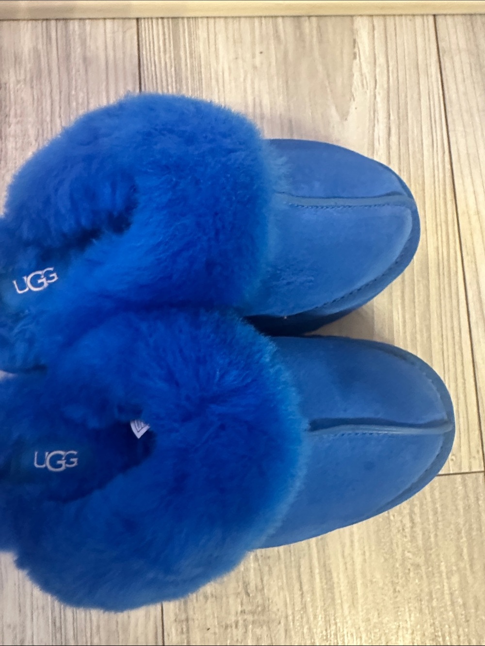UGG Electric Blue Shearling Slip-On Mules - Picture 8 of 9
